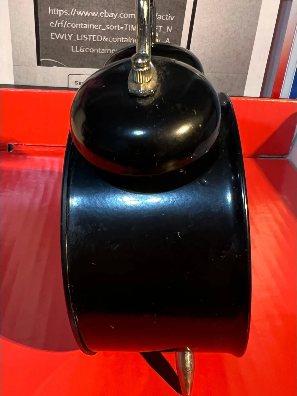 Source Unknown Black Twin Bell Alarm Clock with White Face